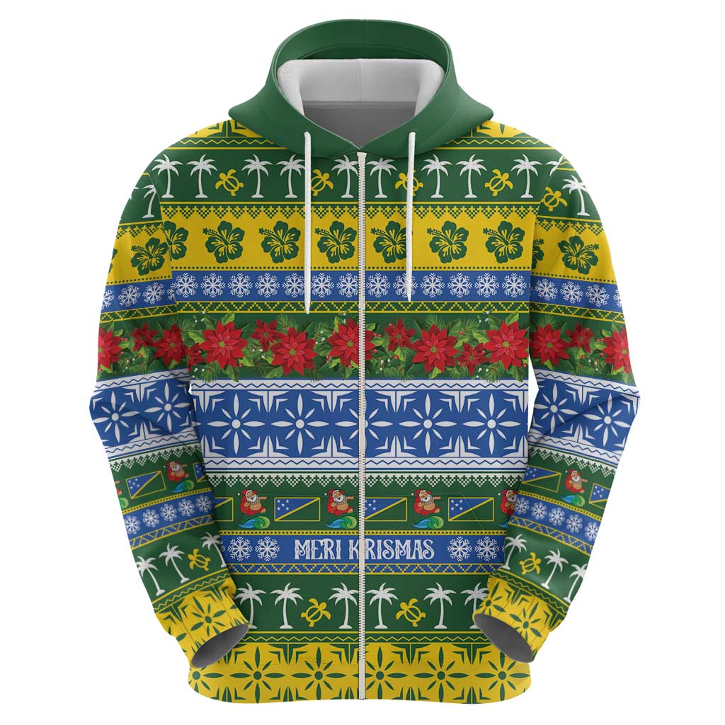 Solomon Islands Christmas Zip Hoodie The Solomons Melanesian Meri Krismas - Polynesian Pride