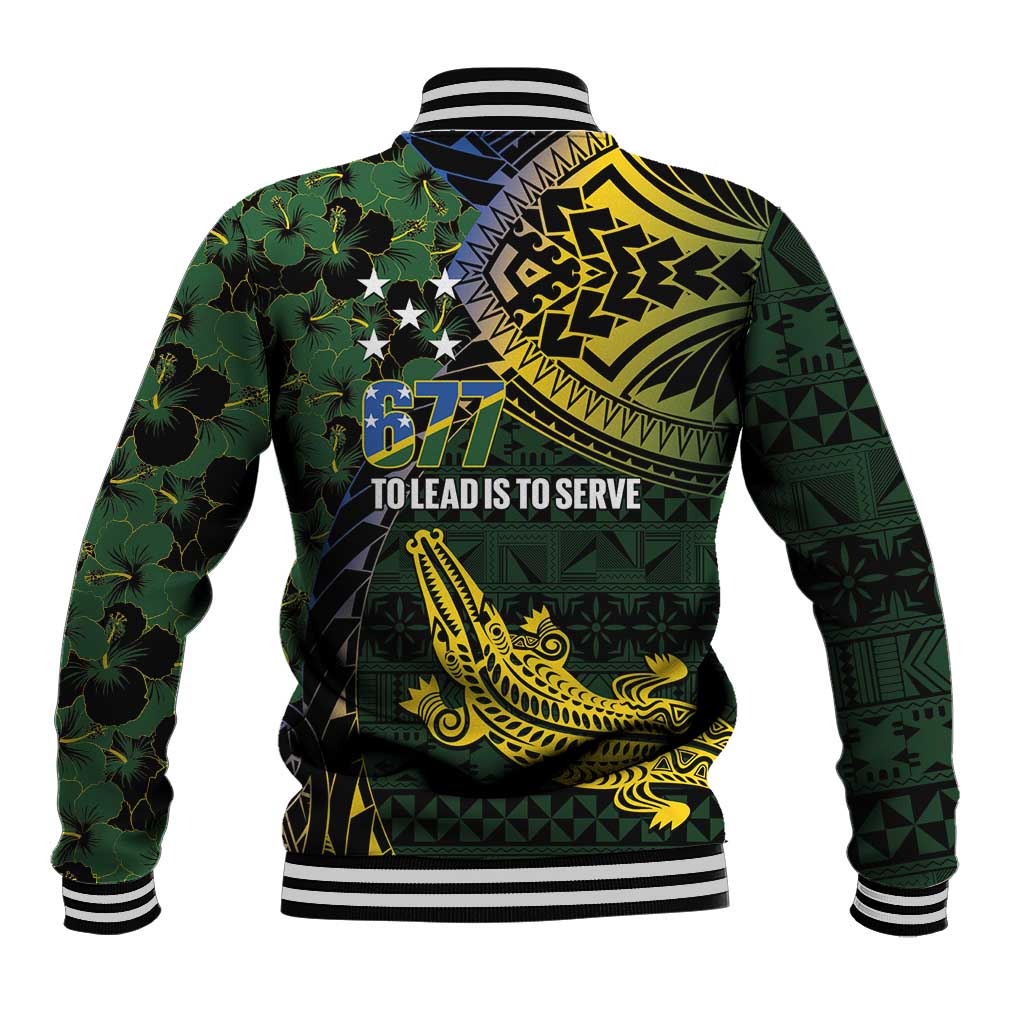 Solomon Islands Baseball Jacket 677 Proud Crocodile Melanesian Pattern - Polynesian Pride