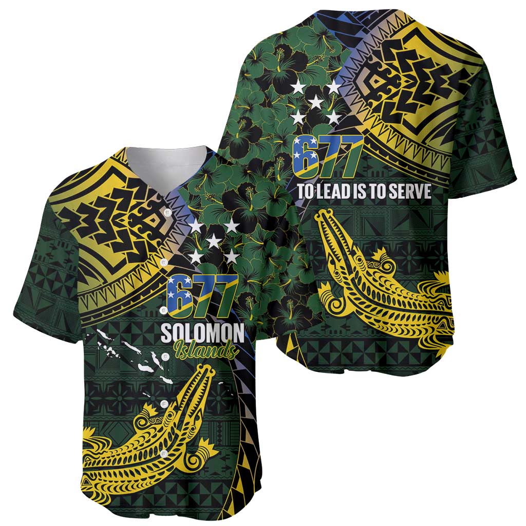 Solomon Islands Baseball Jersey 677 Proud Crocodile Melanesian Pattern - Polynesian Pride