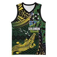 Solomon Islands Basketball Jersey 677 Proud Crocodile Melanesian Pattern - Polynesian Pride