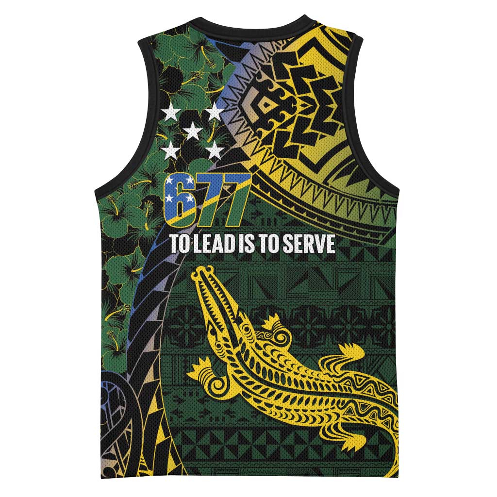 Solomon Islands Basketball Jersey 677 Proud Crocodile Melanesian Pattern - Polynesian Pride