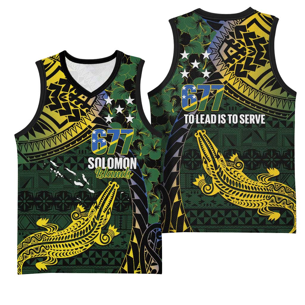 Solomon Islands Basketball Jersey 677 Proud Crocodile Melanesian Pattern - Polynesian Pride