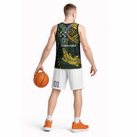 Solomon Islands Basketball Jersey 677 Proud Crocodile Melanesian Pattern - Polynesian Pride