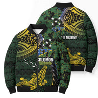 Solomon Islands Bomber Puffer Jacket 677 Proud Crocodile Melanesian Pattern - Polynesian Pride
