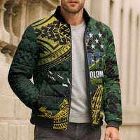 Solomon Islands Bomber Puffer Jacket 677 Proud Crocodile Melanesian Pattern - Polynesian Pride