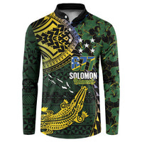 Solomon Islands Button Sweatshirt 677 Proud Crocodile Melanesian Pattern - Polynesian Pride