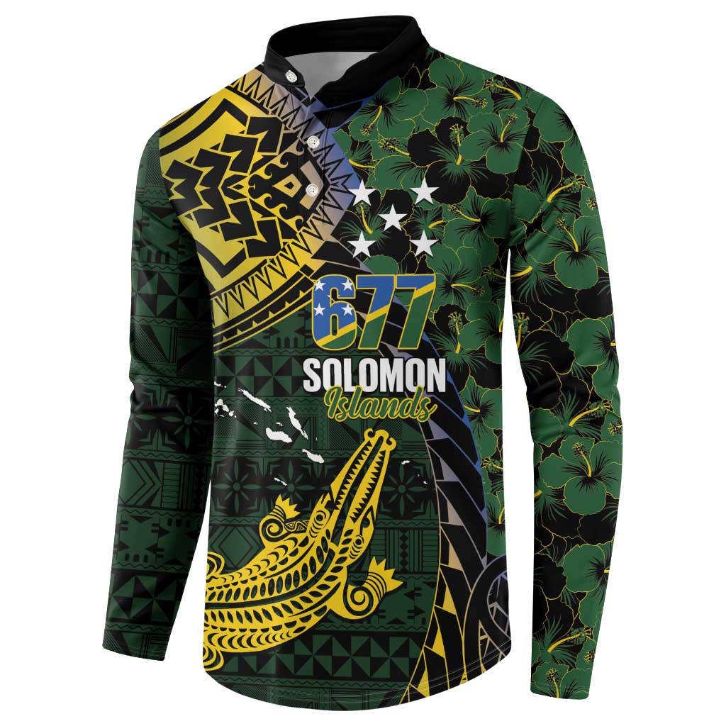 Solomon Islands Button Sweatshirt 677 Proud Crocodile Melanesian Pattern - Polynesian Pride
