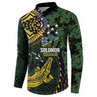 Solomon Islands Button Sweatshirt 677 Proud Crocodile Melanesian Pattern - Polynesian Pride
