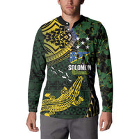 Solomon Islands Button Sweatshirt 677 Proud Crocodile Melanesian Pattern - Polynesian Pride