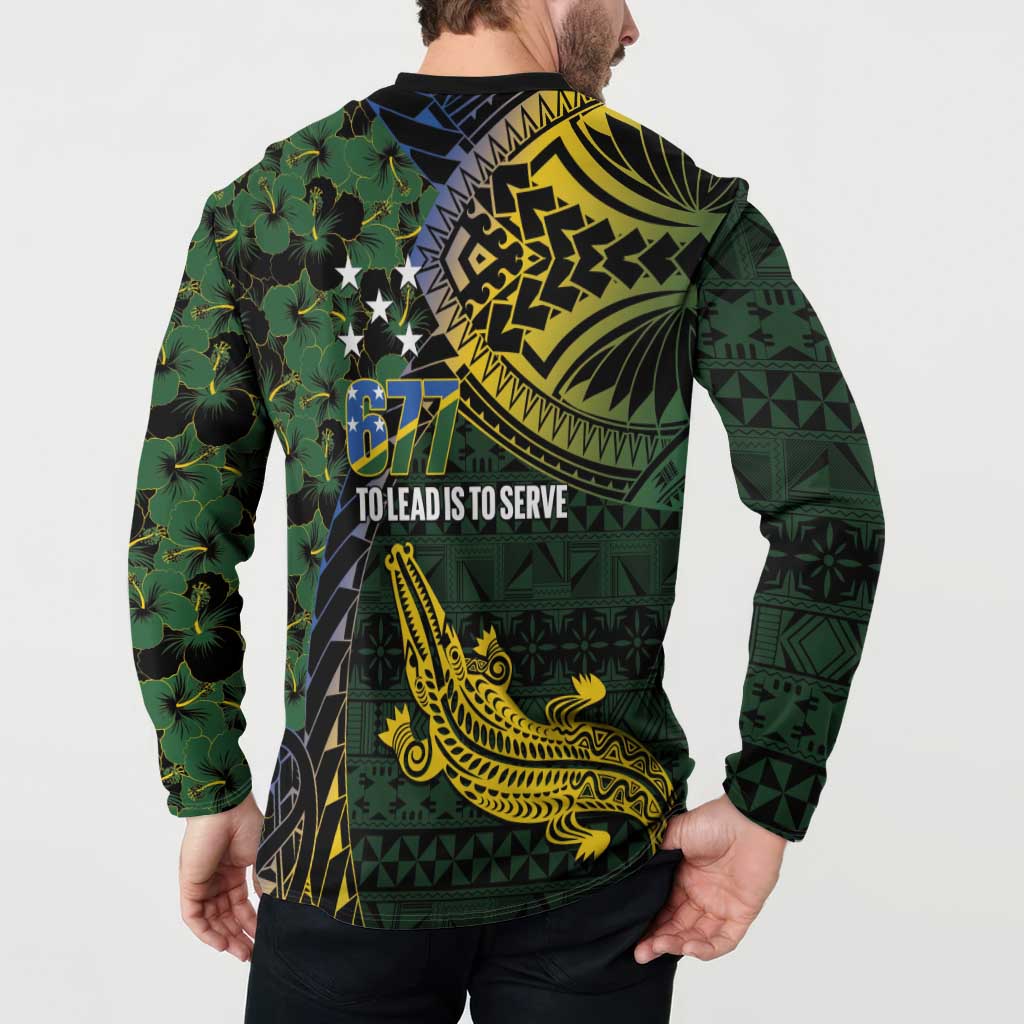Solomon Islands Button Sweatshirt 677 Proud Crocodile Melanesian Pattern - Polynesian Pride