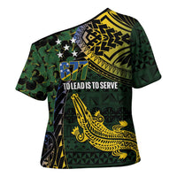 Solomon Islands Cross Shoulder Shirt 677 Proud Crocodile Melanesian Pattern - Polynesian Pride