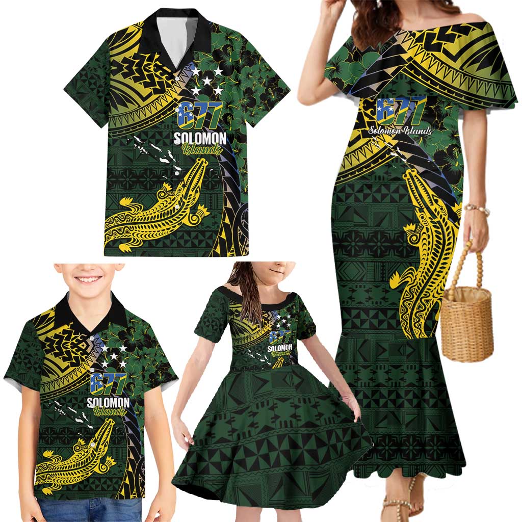 Solomon Islands Family Matching Mermaid Dress and Hawaiian Shirt 677 Proud Crocodile Melanesian Pattern - Polynesian Pride