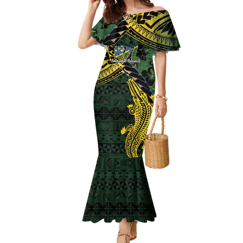 Solomon Islands Family Matching Mermaid Dress and Hawaiian Shirt 677 Proud Crocodile Melanesian Pattern - Polynesian Pride