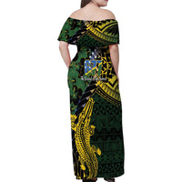Solomon Islands Family Matching Off Shoulder Maxi Dress and Hawaiian Shirt 677 Proud Crocodile Melanesian Pattern - Polynesian Pride