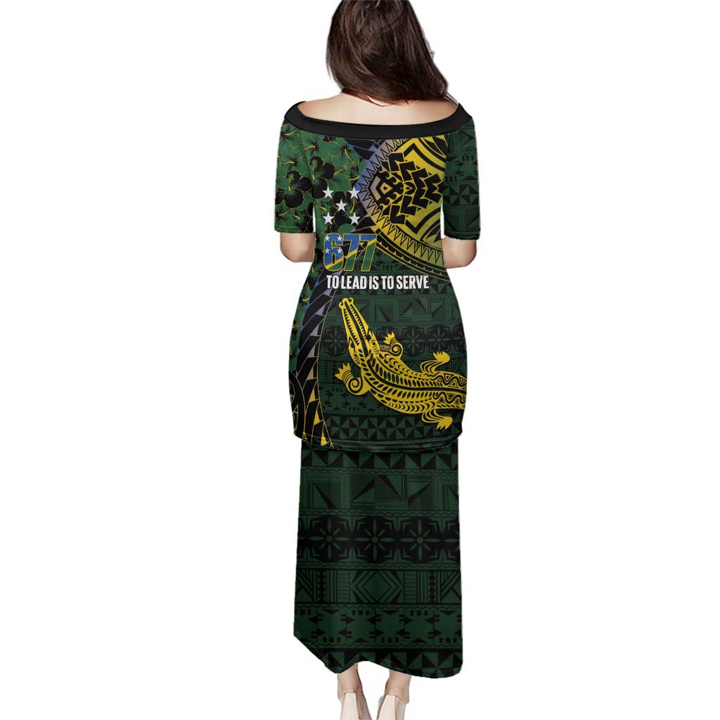 Solomon Islands Family Matching Puletasi and Hawaiian Shirt 677 Proud Crocodile Melanesian Pattern - Polynesian Pride