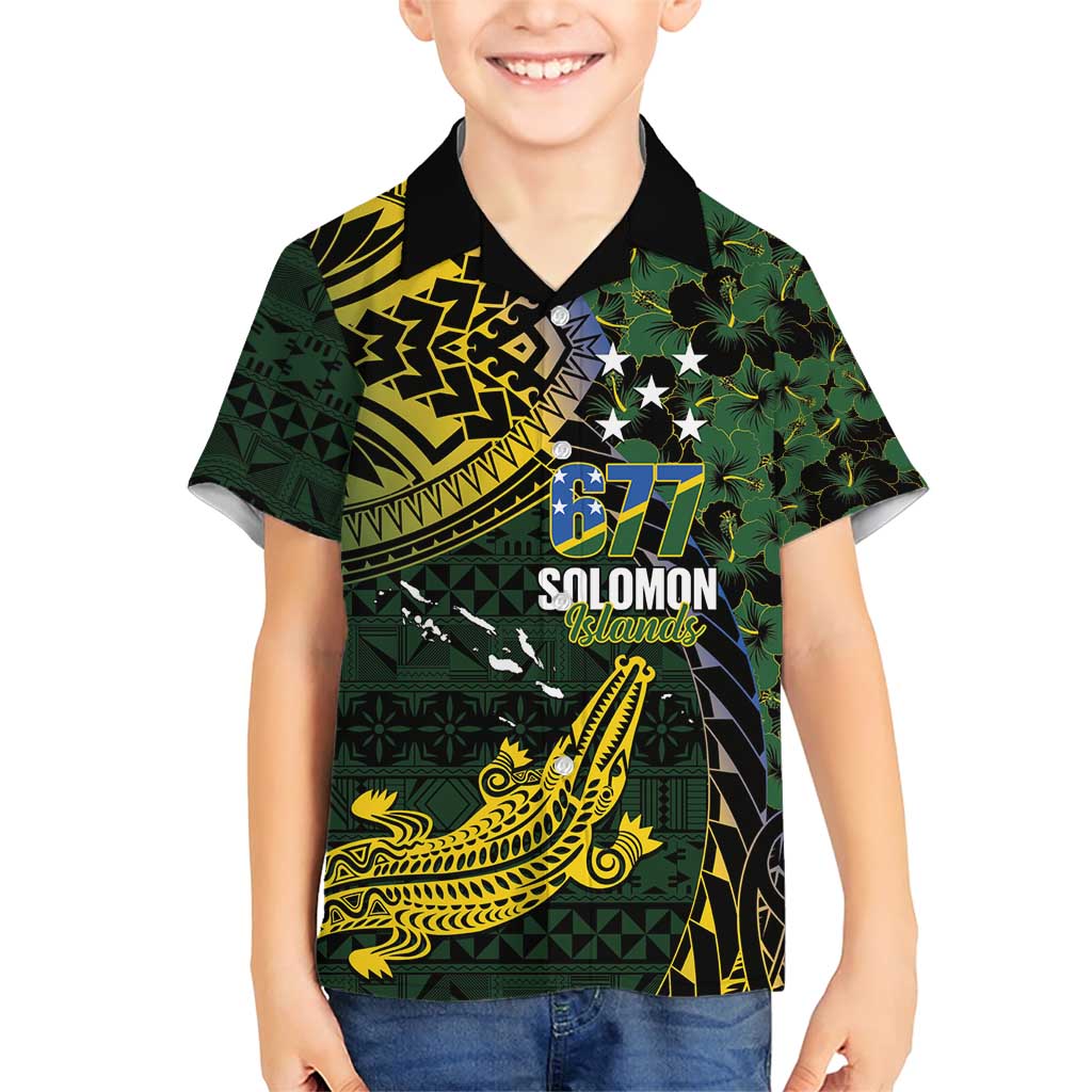 Solomon Islands Family Matching Short Sleeve Bodycon Dress and Hawaiian Shirt 677 Proud Crocodile Melanesian Pattern - Polynesian Pride