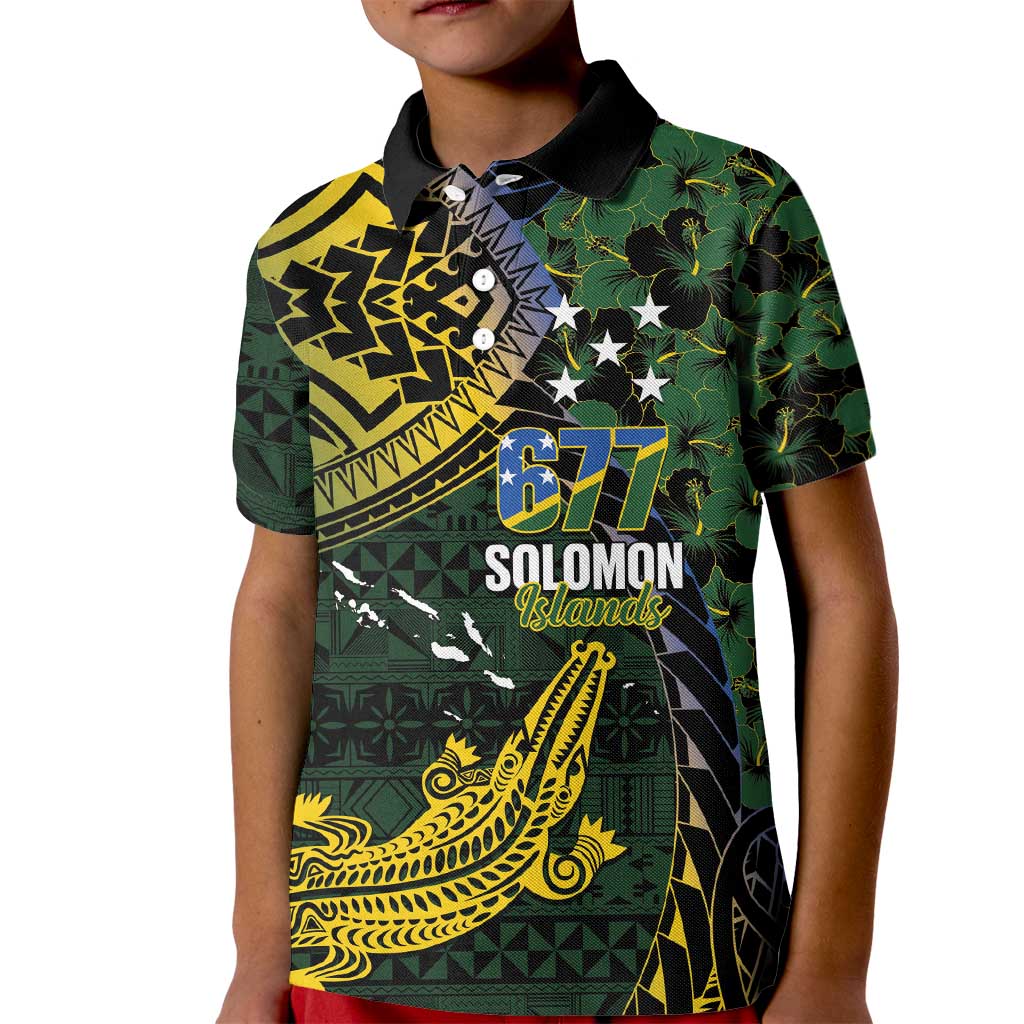 Solomon Islands Kid Polo Shirt 677 Proud Crocodile Melanesian Pattern - Polynesian Pride