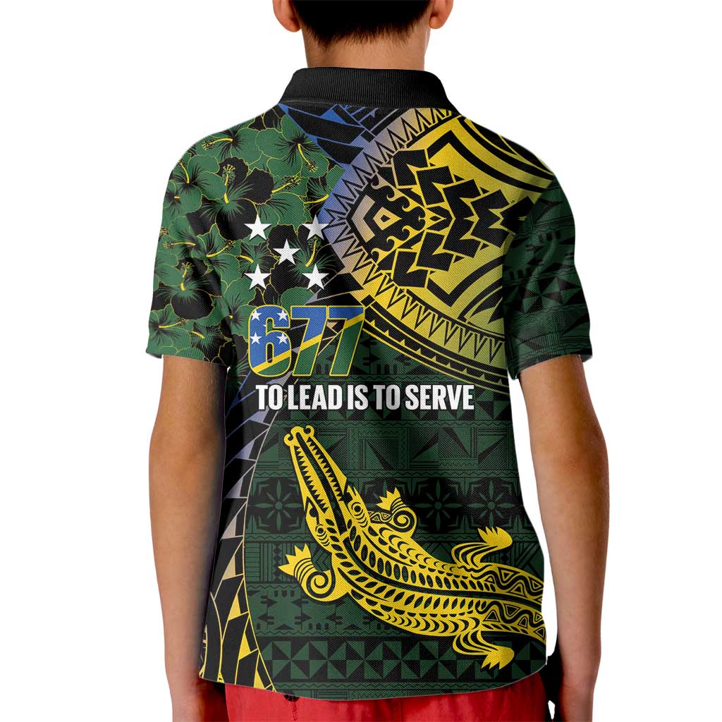 Solomon Islands Kid Polo Shirt 677 Proud Crocodile Melanesian Pattern - Polynesian Pride