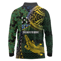 Solomon Islands Long Sleeve Polo Shirt 677 Proud Crocodile Melanesian Pattern - Polynesian Pride