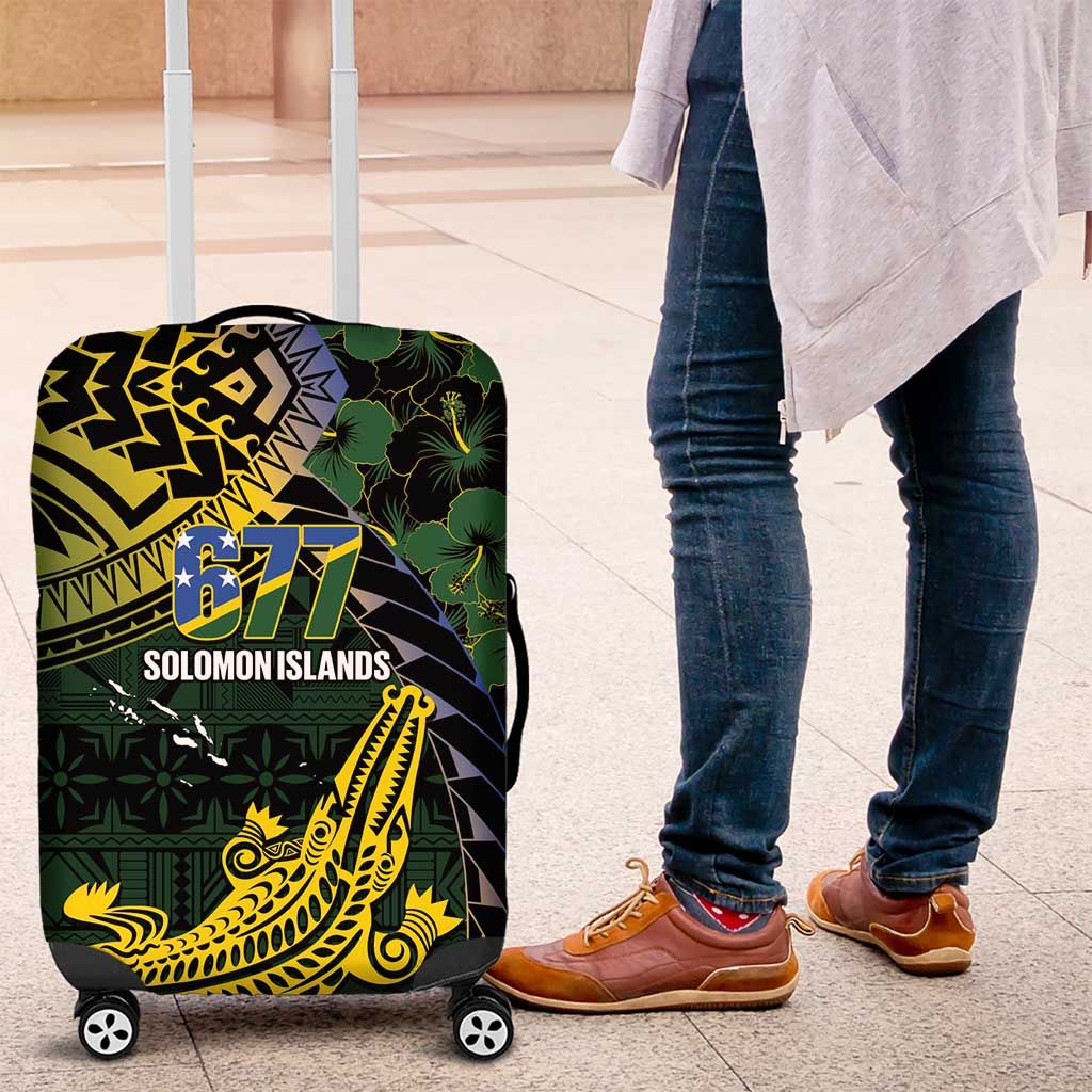 Solomon Islands Luggage Cover 677 Proud Crocodile Melanesian Pattern - Polynesian Pride