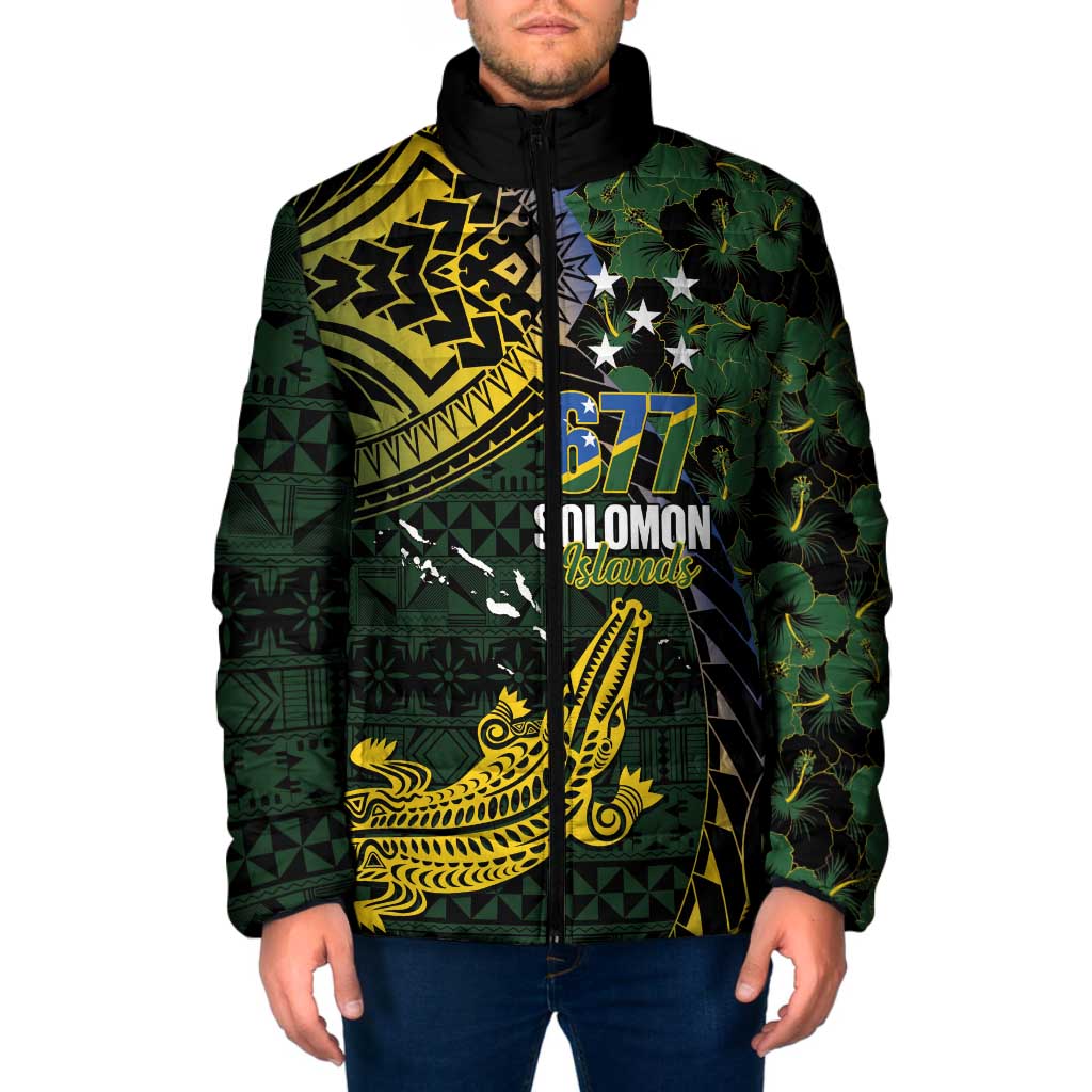 Solomon Islands Padded Jacket 677 Proud Crocodile Melanesian Pattern - Polynesian Pride
