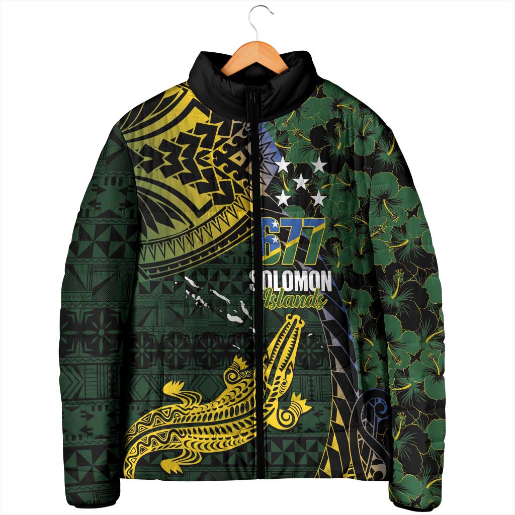 Solomon Islands Padded Jacket 677 Proud Crocodile Melanesian Pattern - Polynesian Pride