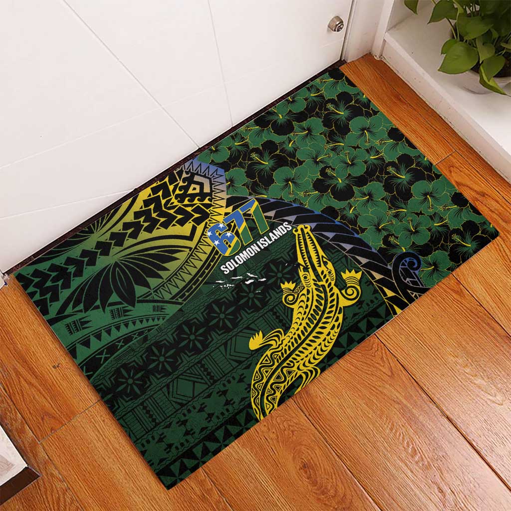 Solomon Islands Rubber Doormat 677 Proud Crocodile Melanesian Pattern - Polynesian Pride