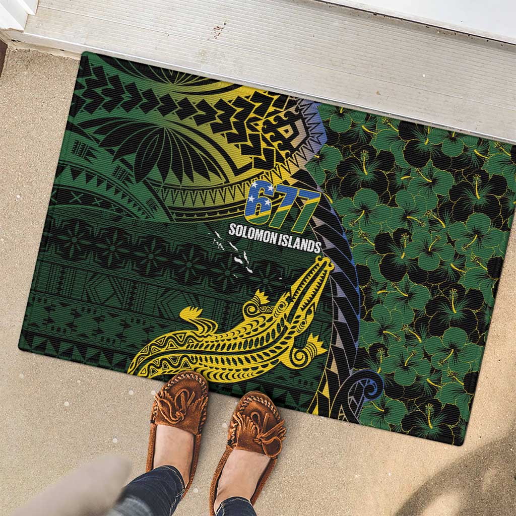 Solomon Islands Rubber Doormat 677 Proud Crocodile Melanesian Pattern - Polynesian Pride