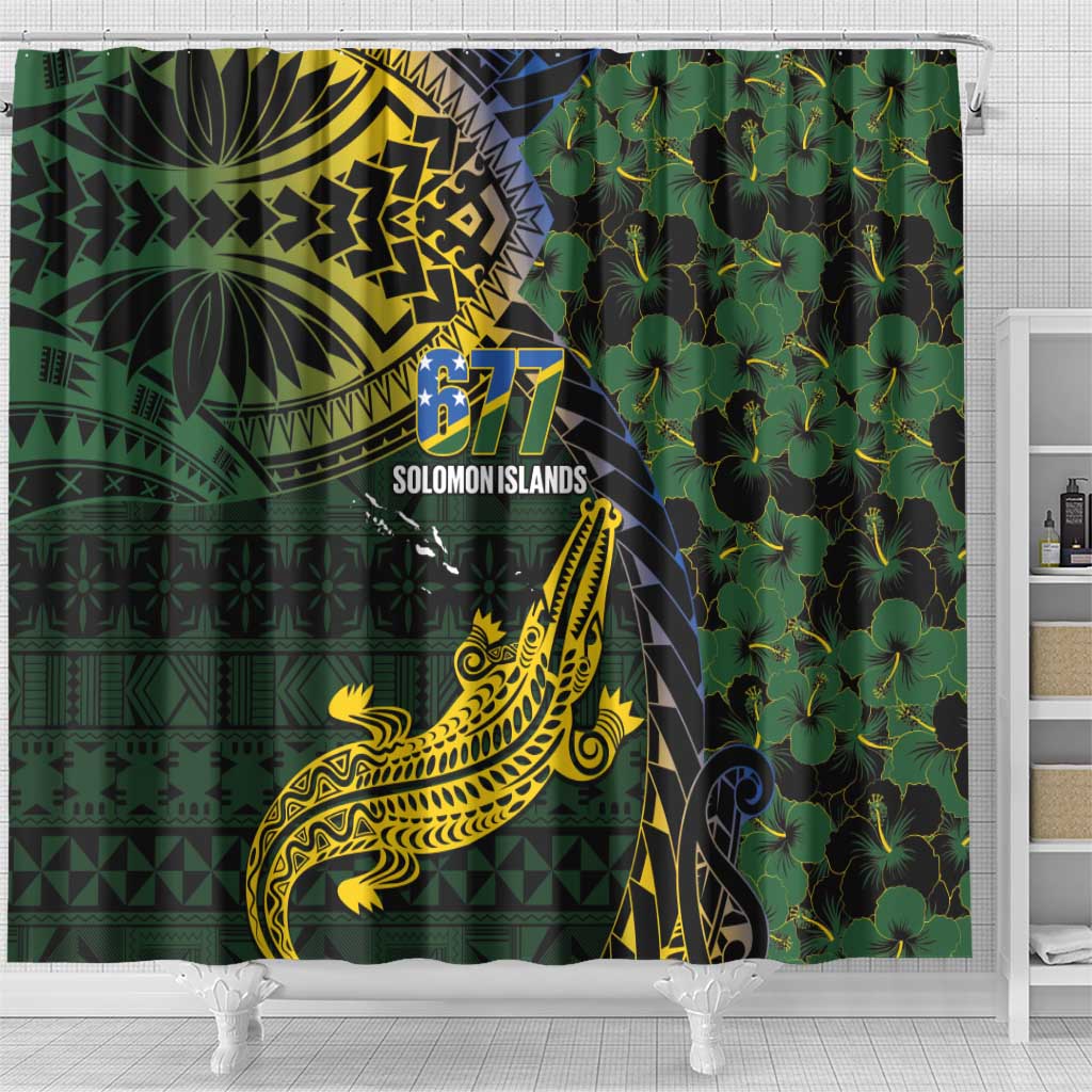 Solomon Islands Shower Curtain 677 Proud Crocodile Melanesian Pattern - Polynesian Pride