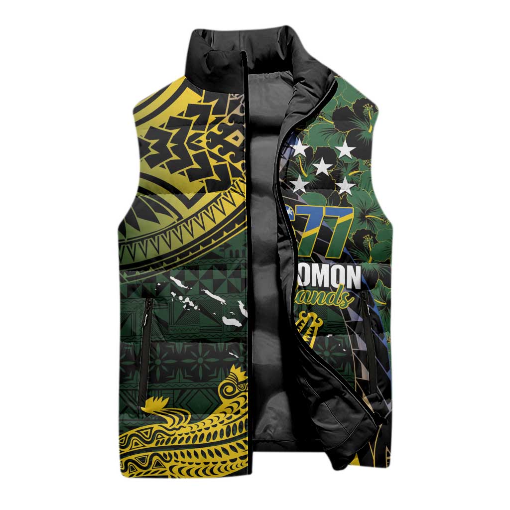 Solomon Islands Sleeveless Puffer Jacket 677 Proud Crocodile Melanesian Pattern - Polynesian Pride