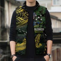 Solomon Islands Sleeveless Puffer Jacket 677 Proud Crocodile Melanesian Pattern - Polynesian Pride