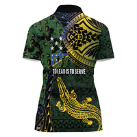 Solomon Islands Women Polo Shirt 677 Proud Crocodile Melanesian Pattern - Polynesian Pride