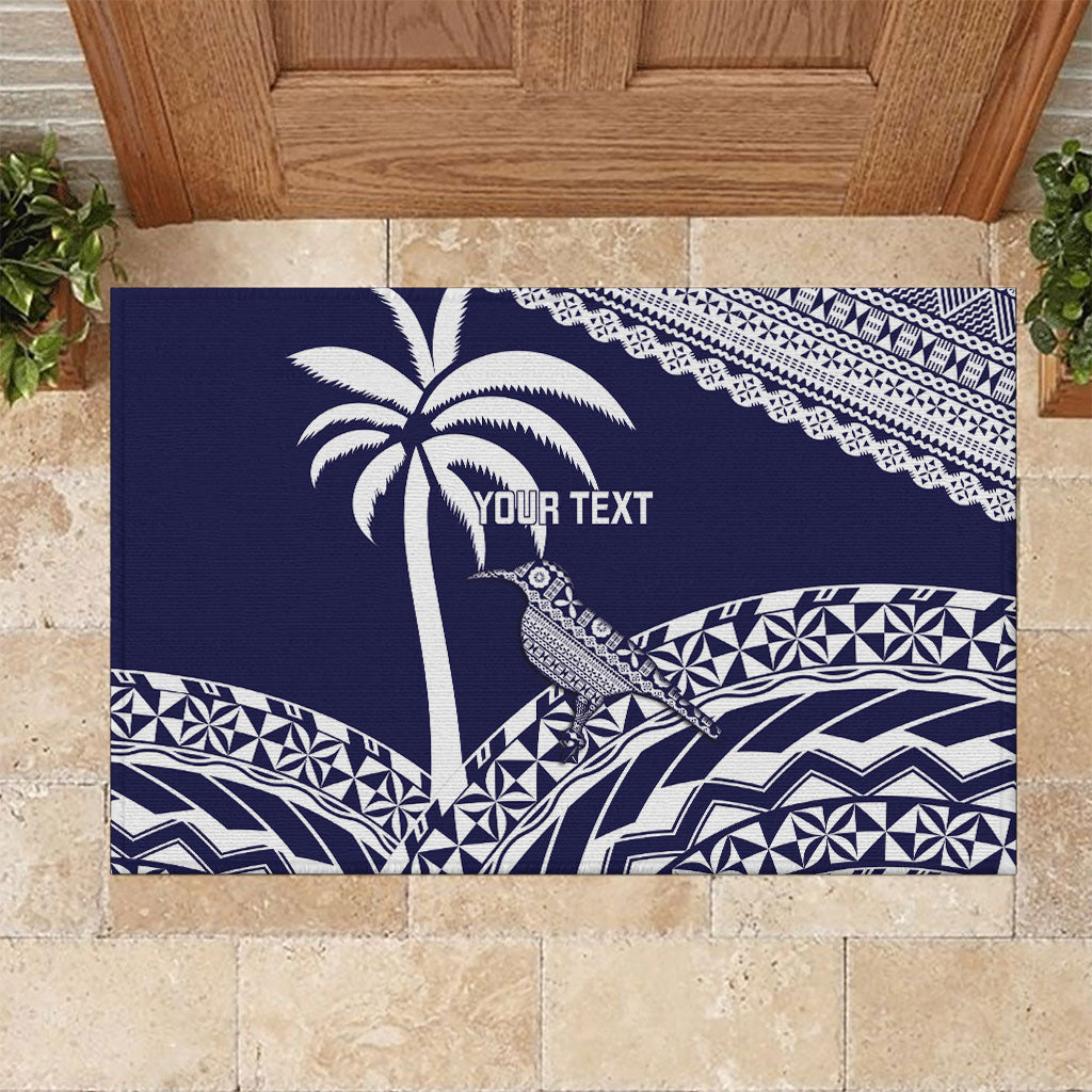 Nadi Fiji 2026 Rugby Custom Rubber Doormat Kikau Fijian Tapa Pattern LT14 Navy Blue - Polynesian Pride