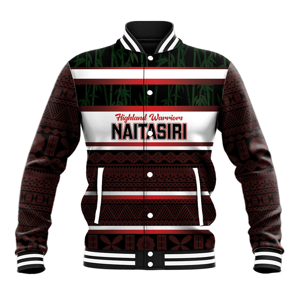 Naitasiri Fiji 2026 Rugby Custom Baseball Jacket Highland Warriors Fijian Tapa Pattern LT14 Unisex Black - Polynesian Pride
