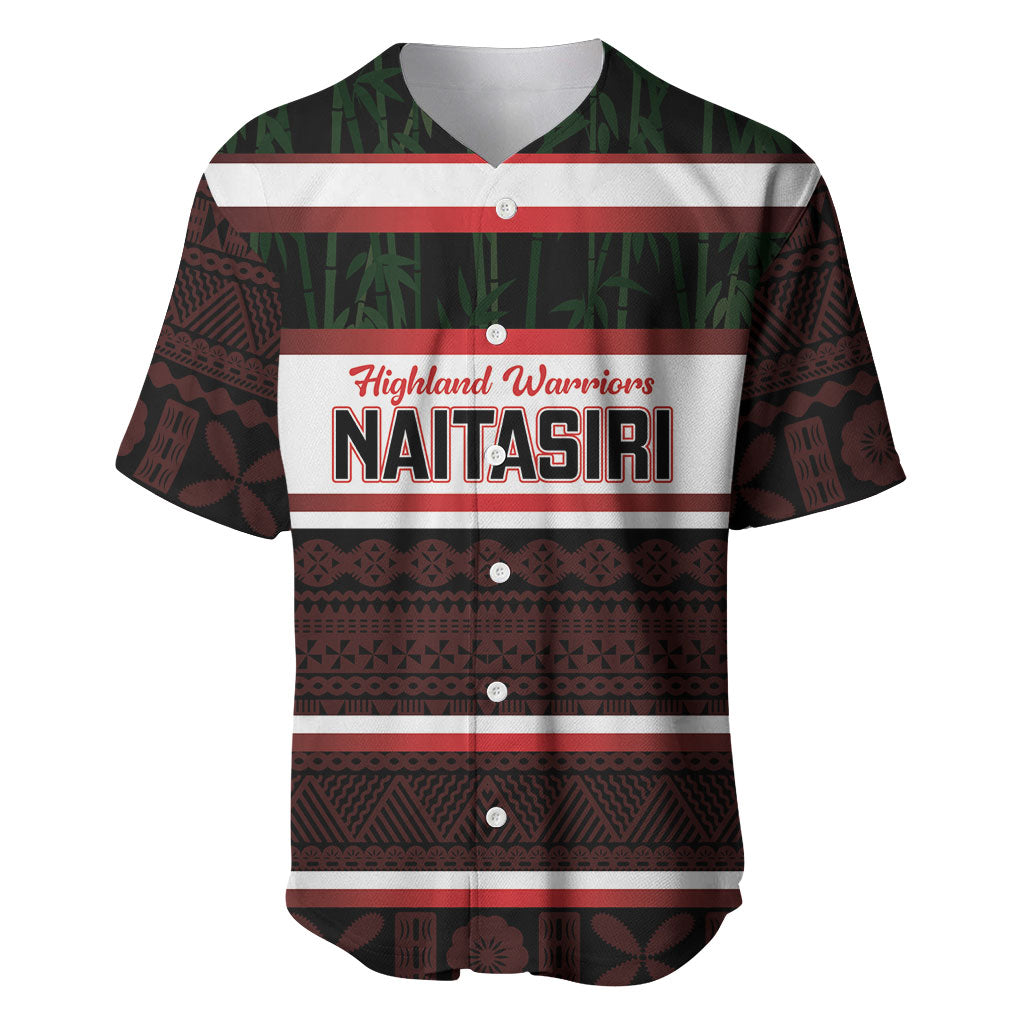 Naitasiri Fiji 2026 Rugby Custom Baseball Jersey Highland Warriors Fijian Tapa Pattern LT14 Black - Polynesian Pride