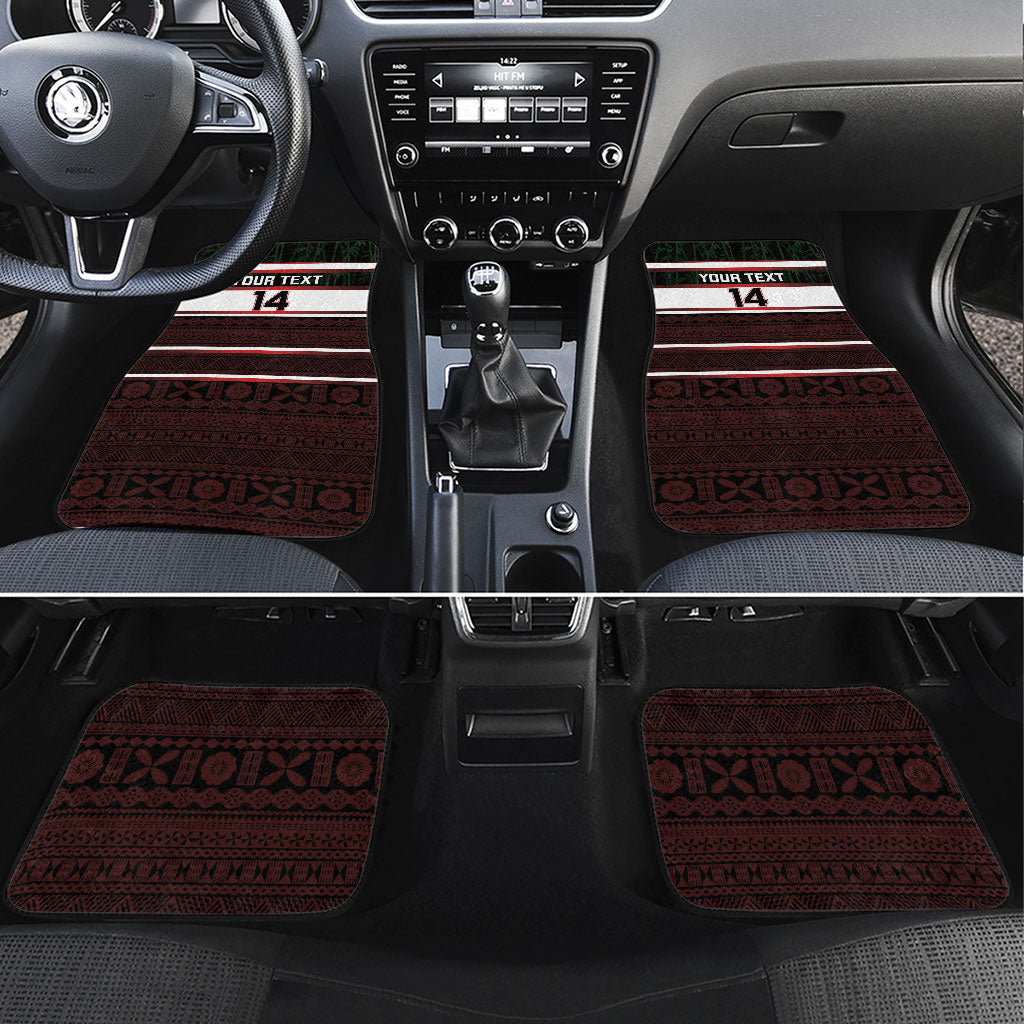 Naitasiri Fiji 2026 Rugby Custom Car Mats Highland Warriors Fijian Tapa Pattern LT14 Set 4pcs Black - Polynesian Pride