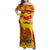 Custom Papua New Guinea Rugby Family Matching Off Shoulder Maxi Dress and Hawaiian Shirt 2023 Go Kumuls Pacific Dynamic Style LT14 Mom's Dress Yellow - Polynesian Pride