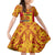 Custom Papua New Guinea Rugby Family Matching Off Shoulder Short Dress and Hawaiian Shirt 2023 Go Kumuls Pacific Dynamic Style LT14 Daughter's Dress Yellow - Polynesian Pride