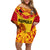 Custom Papua New Guinea Rugby Family Matching Off Shoulder Short Dress and Hawaiian Shirt 2023 Go Kumuls Pacific Dynamic Style LT14 Mom's Dress Yellow - Polynesian Pride