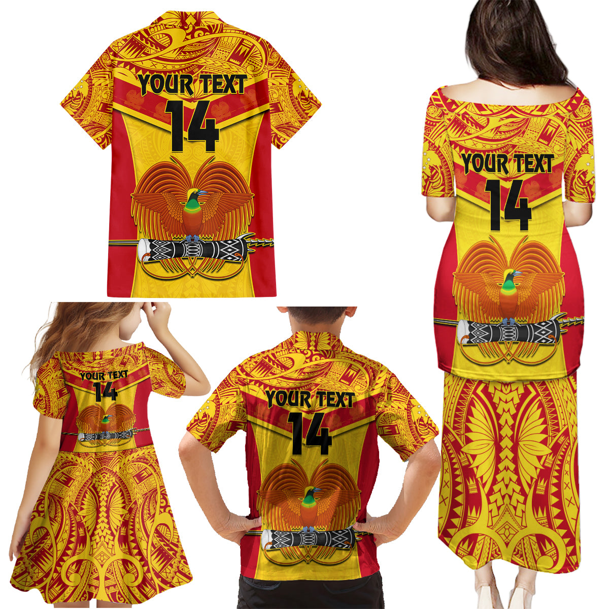 Custom Papua New Guinea Rugby Family Matching Puletasi Dress and Hawaiian Shirt 2023 Go Kumuls Pacific Dynamic Style LT14 - Polynesian Pride
