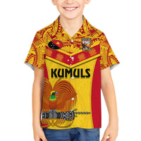 Custom Papua New Guinea Rugby Family Matching Tank Maxi Dress and Hawaiian Shirt 2023 Go Kumuls Pacific Dynamic Style LT14 Son's Shirt Yellow - Polynesian Pride