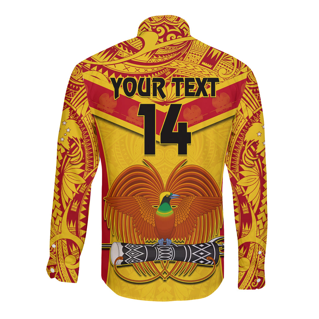 Custom Papua New Guinea Rugby Long Sleeve Button Shirt 2023 Go Kumuls Pacific Dynamic Style LT14 - Polynesian Pride