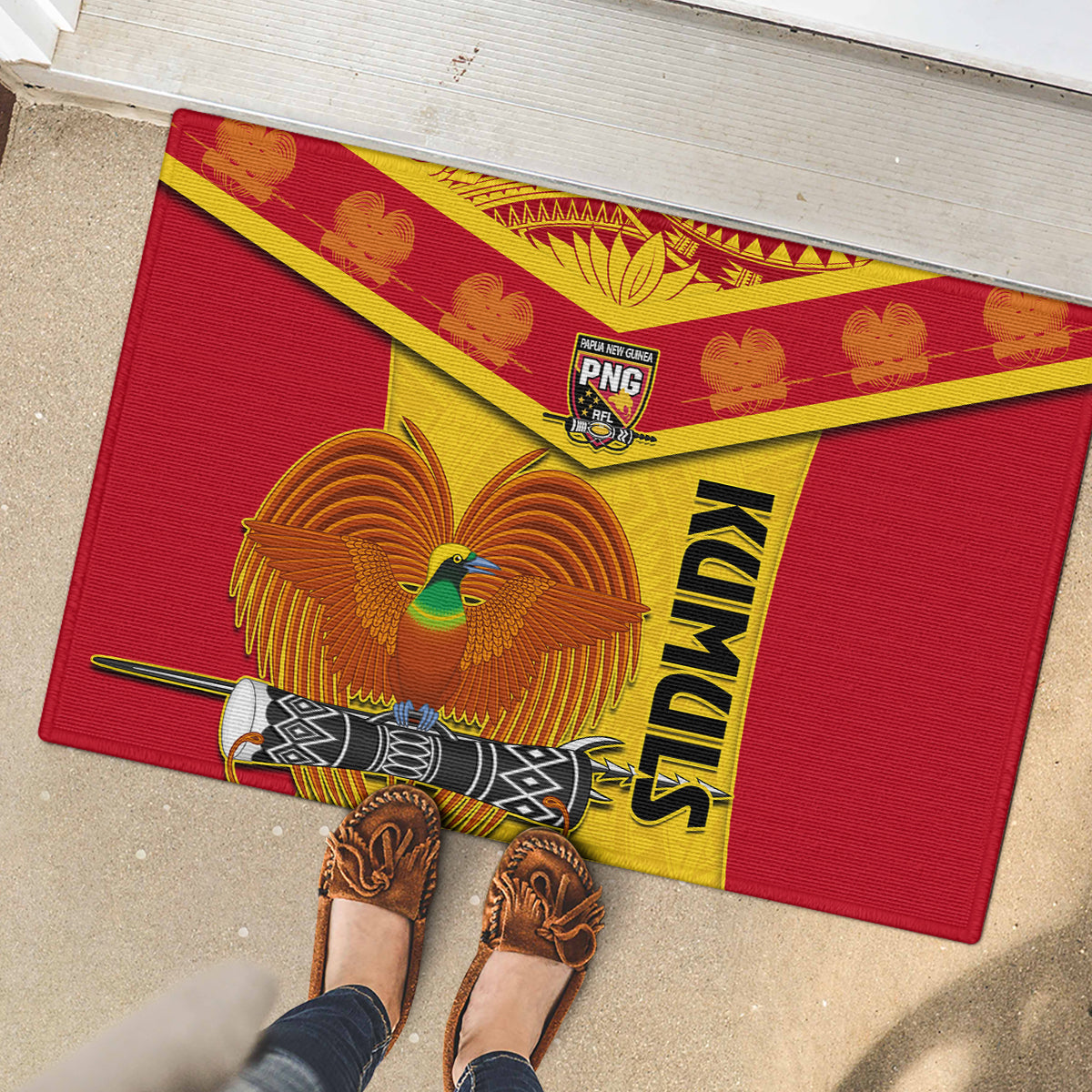 Papua New Guinea Rugby Rubber Doormat 2023 Go Kumuls Pacific Dynamic Style LT14 - Polynesian Pride