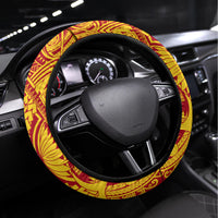 Papua New Guinea Rugby Steering Wheel Cover 2023 Go Kumuls Pacific Dynamic Style LT14 Universal Fit Yellow - Polynesian Pride