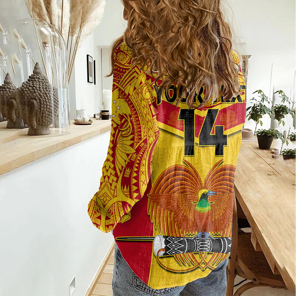 Custom Papua New Guinea Rugby Women Casual Shirt 2023 Go Kumuls Pacific Dynamic Style LT14 - Polynesian Pride