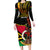 Personalised Vanuatu Unity Day Family Matching Long Sleeve Bodycon Dress and Hawaiian Shirt 29 November Coat Of Arms With Flag Style LT14 Mom's Dress Black - Polynesian Pride