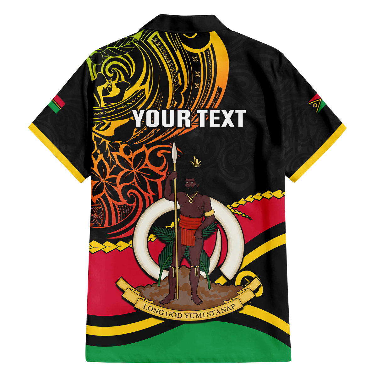 Personalised Vanuatu Unity Day Family Matching Puletasi Dress and Hawaiian Shirt 29 November Coat Of Arms With Flag Style LT14 - Polynesian Pride