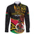 Personalised Vanuatu Unity Day Family Matching Puletasi Dress and Hawaiian Shirt 29 November Coat Of Arms With Flag Style LT14 Dad's Shirt - Long Sleeve Black - Polynesian Pride