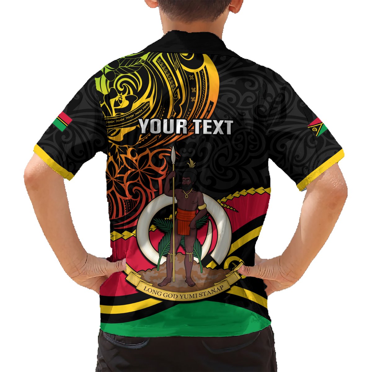 Personalised Vanuatu Unity Day Hawaiian Shirt 29 November Coat Of Arms With Flag Style LT14 - Polynesian Pride