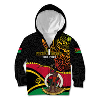Personalised Vanuatu Unity Day Kid Hoodie 29 November Coat Of Arms With Flag Style LT14 Zip Hoodie Black - Polynesian Pride